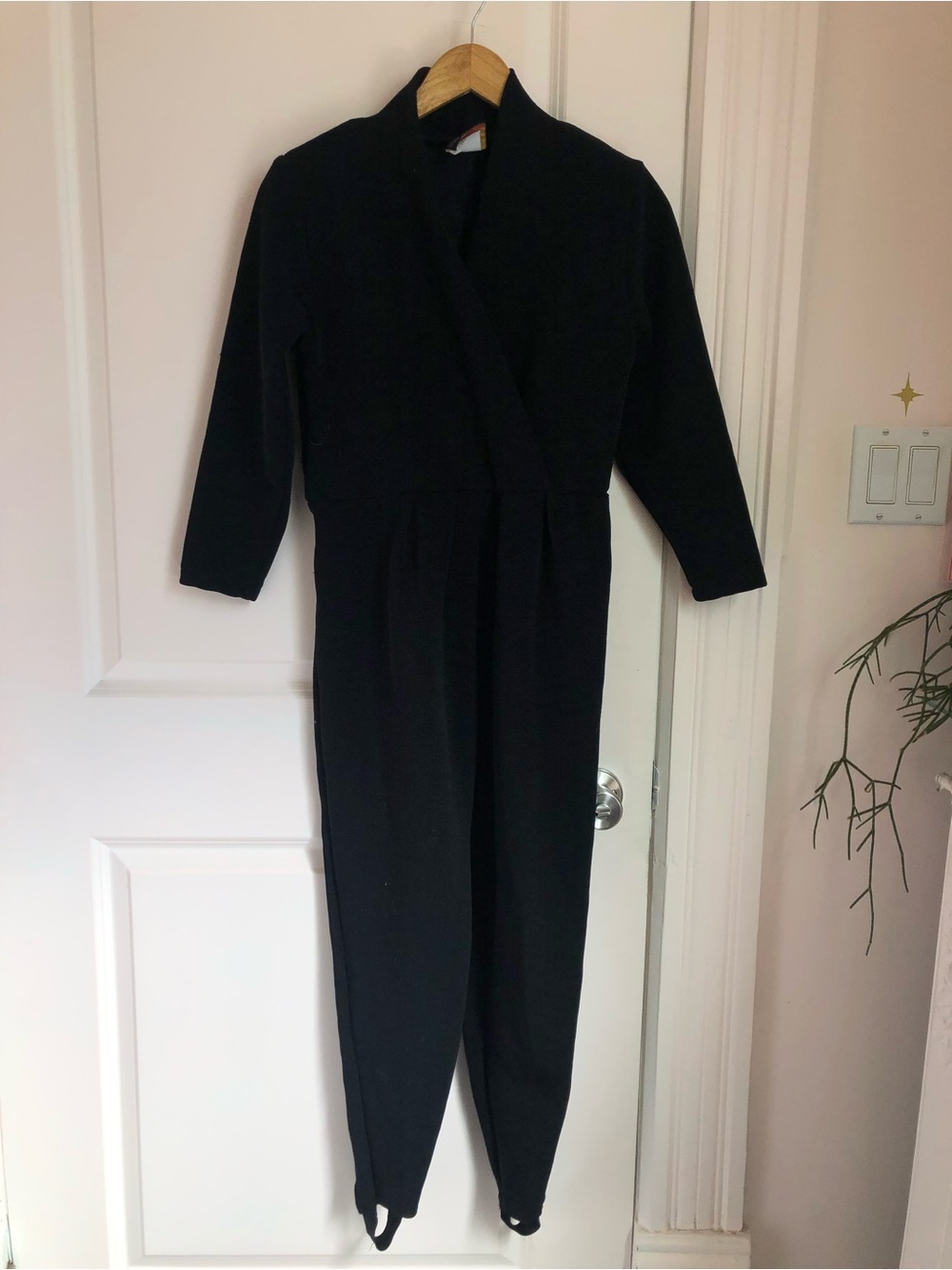 80s Knitted Black Long-Sleeve Jumpsuit
